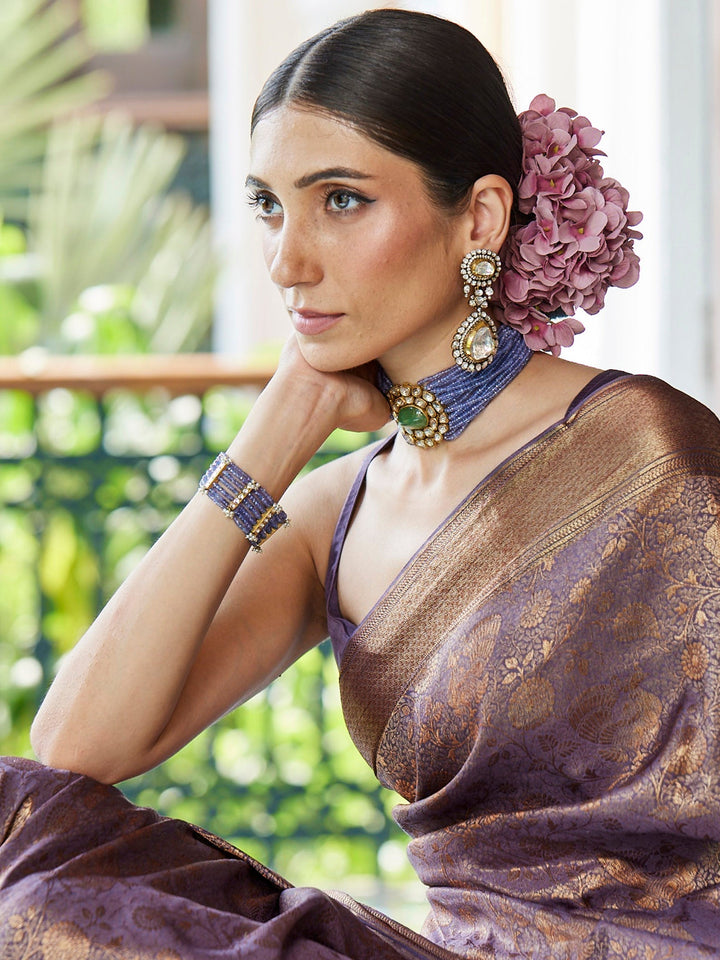 Antique Jaal Crepe Plain Saree