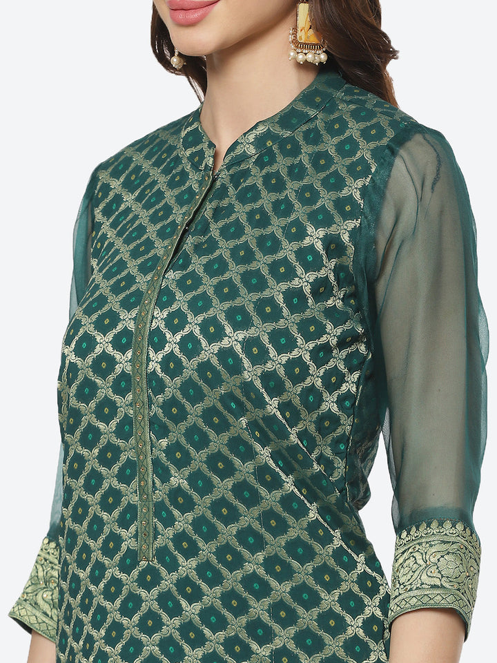 Embroidered Georgette Kurti With Pant
