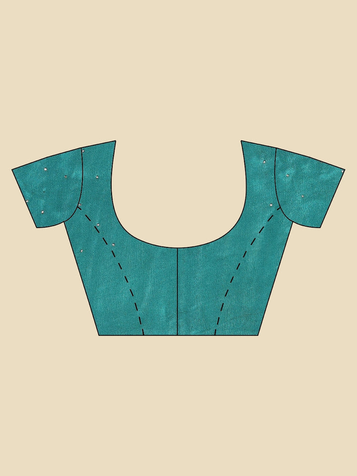 Stone &amp; Mirror Embellished Chinon Saree