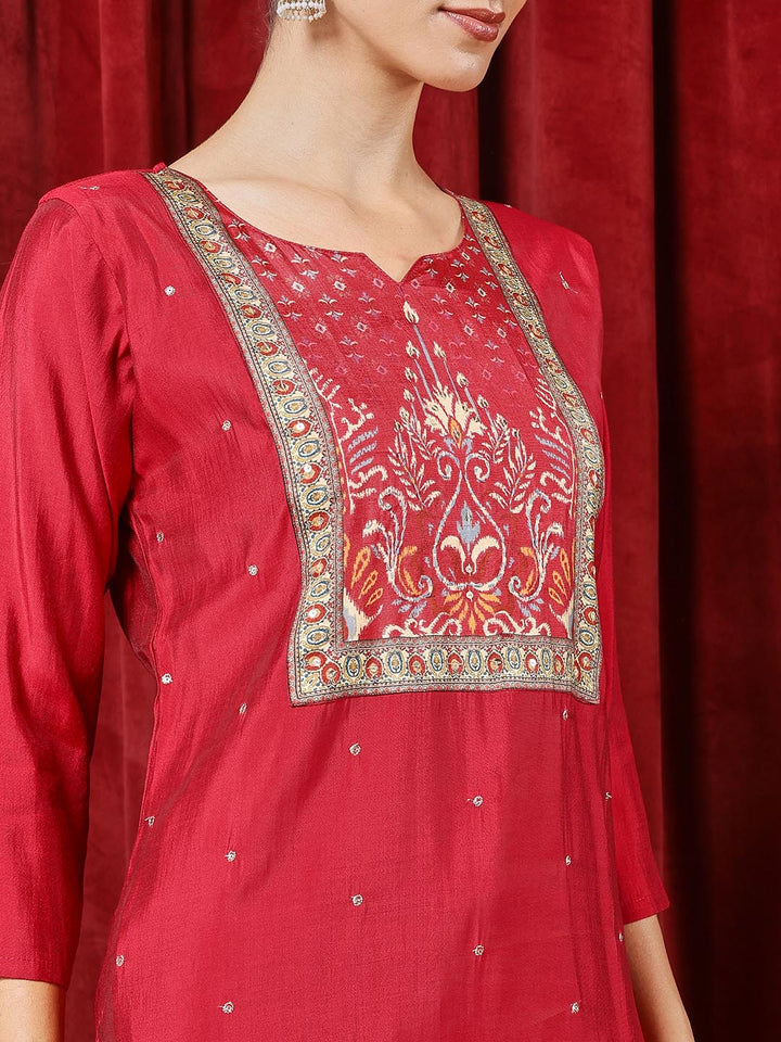 Printed Cotton Blend Kurta With Pants &amp; Dupatta