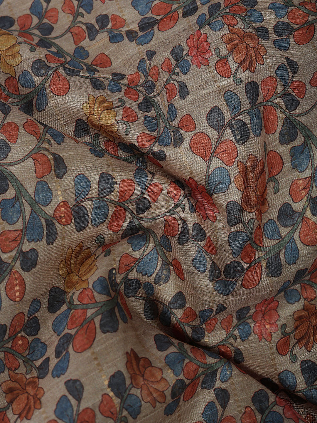 Floral Print Tussar Silk Saree