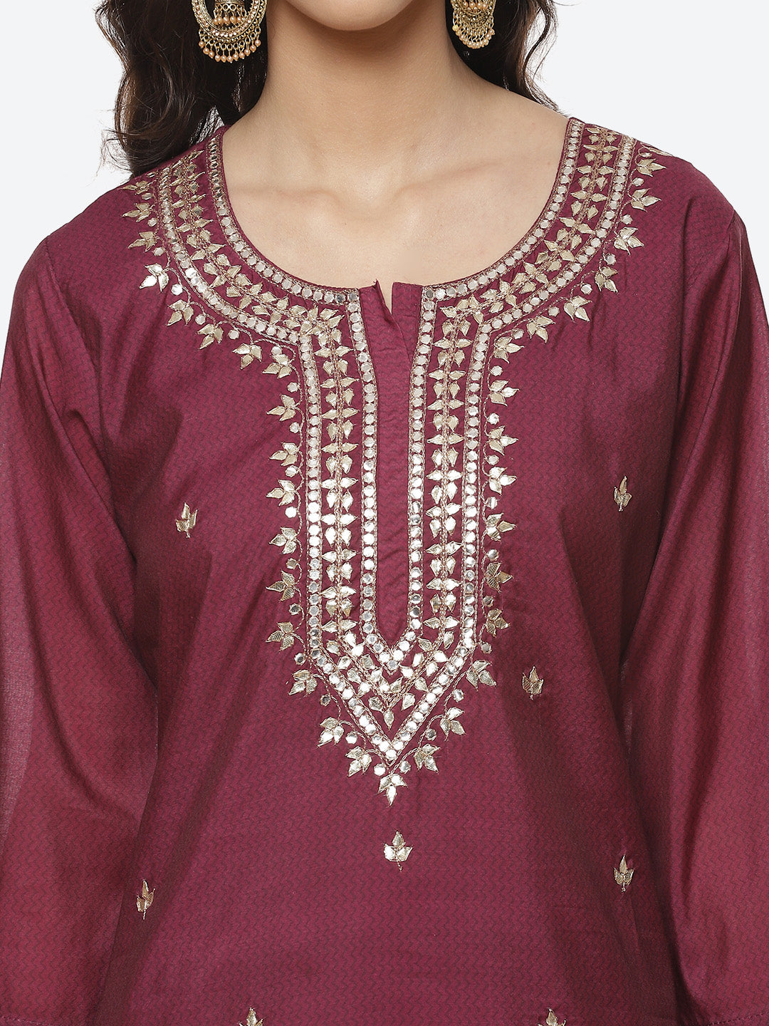 Printed Cotton Kurti With Pant And Dupatta