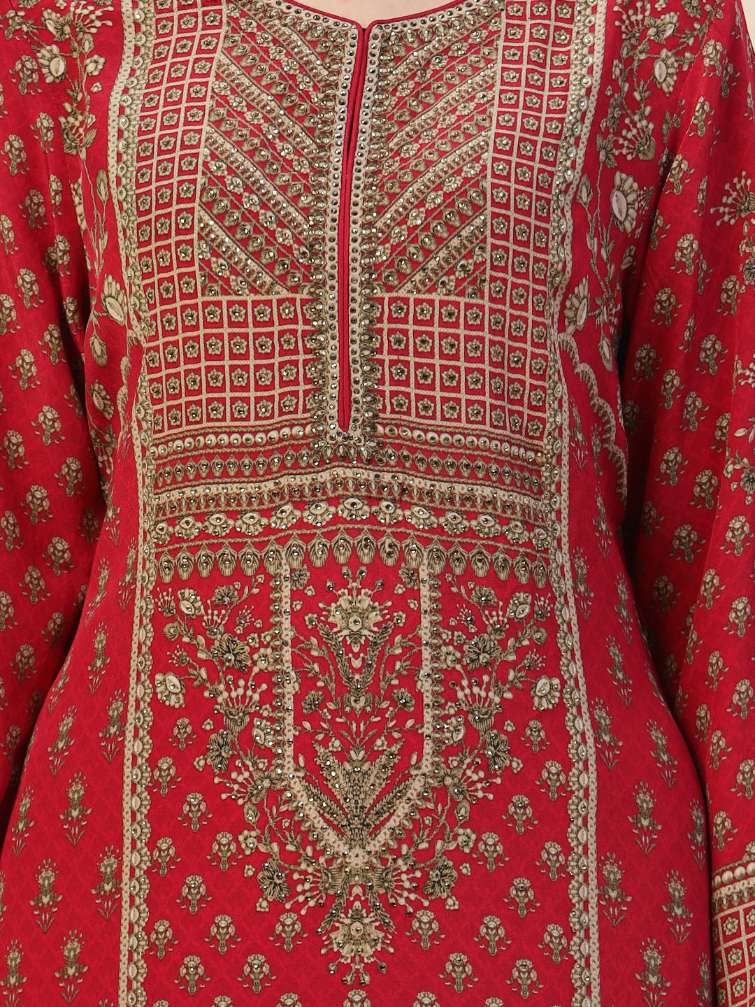 Digital Printed Crepe Kurta With Palazzo &amp; Dupatta