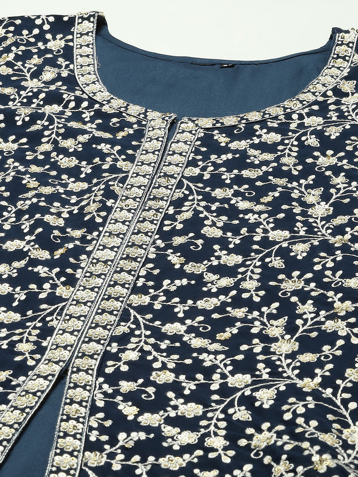 Embroidered Georgette Jacket Kurta