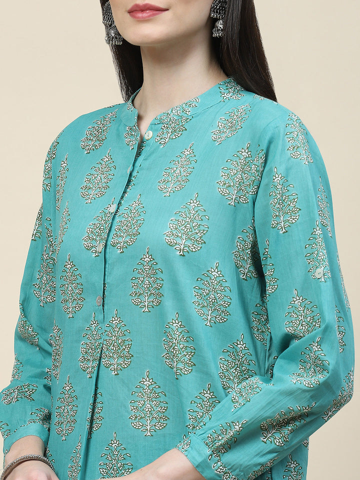 Printed Cotton Kurta With Pants