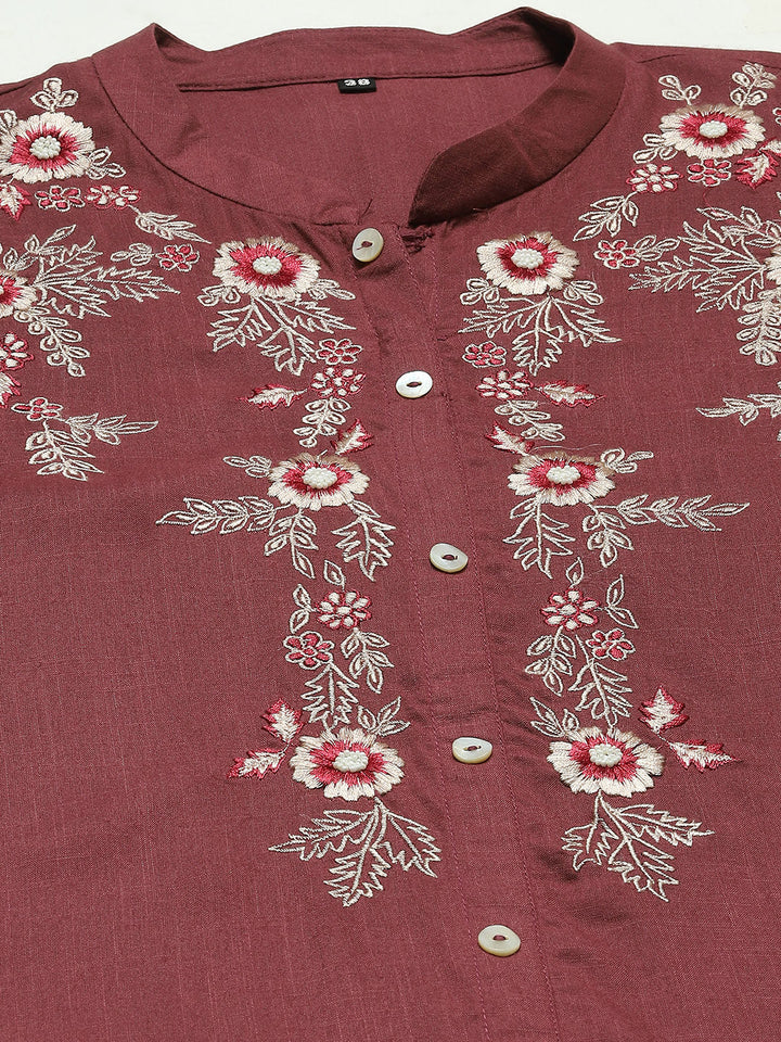 Neck Embroidered Cotton Kurta
