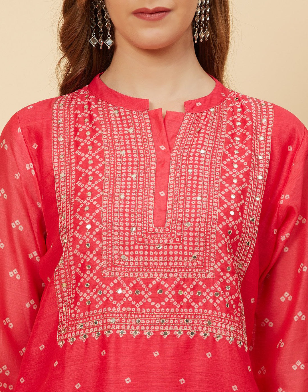 Embroidered Chanderi Kurti With Pant