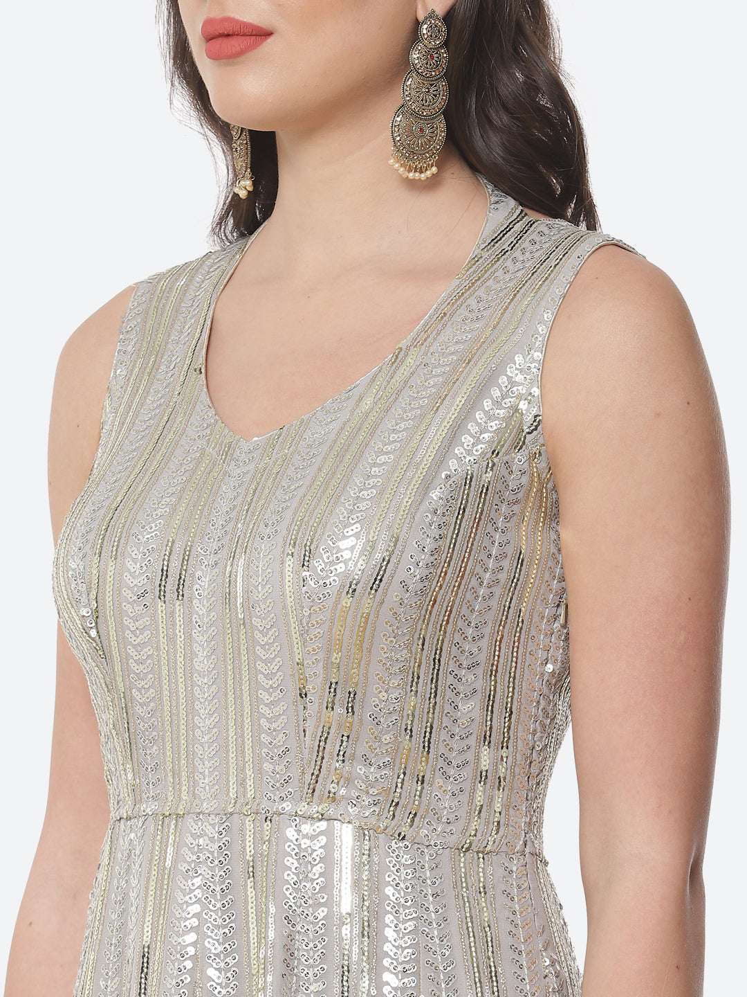 Sequin Georgette Gown Dress