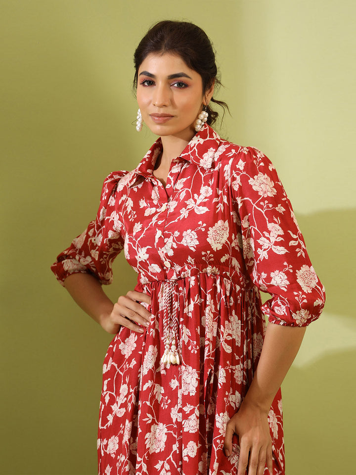 Floral Printed Muslin Kurta With Pants