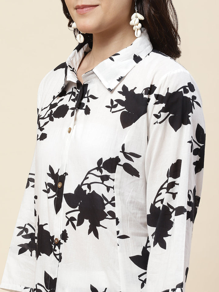 Floral Printed Cotton Kurta With Pants