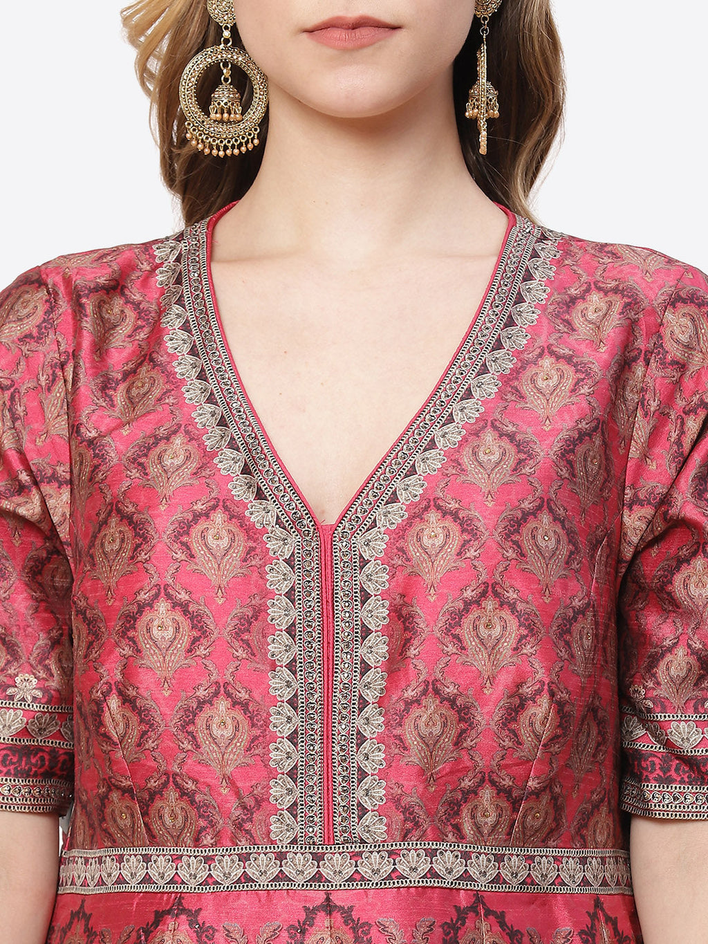 Digital Printed Art Tussar Anarkali Kurti With Chudidar And Net Dupatta