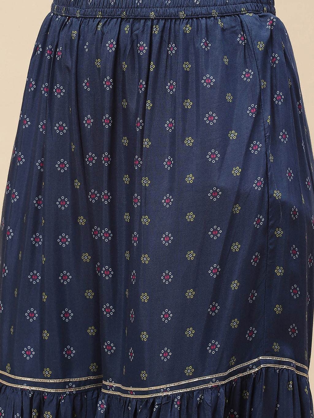 Bandhani Printed Muslin Kurta With Sharara & Dupatta