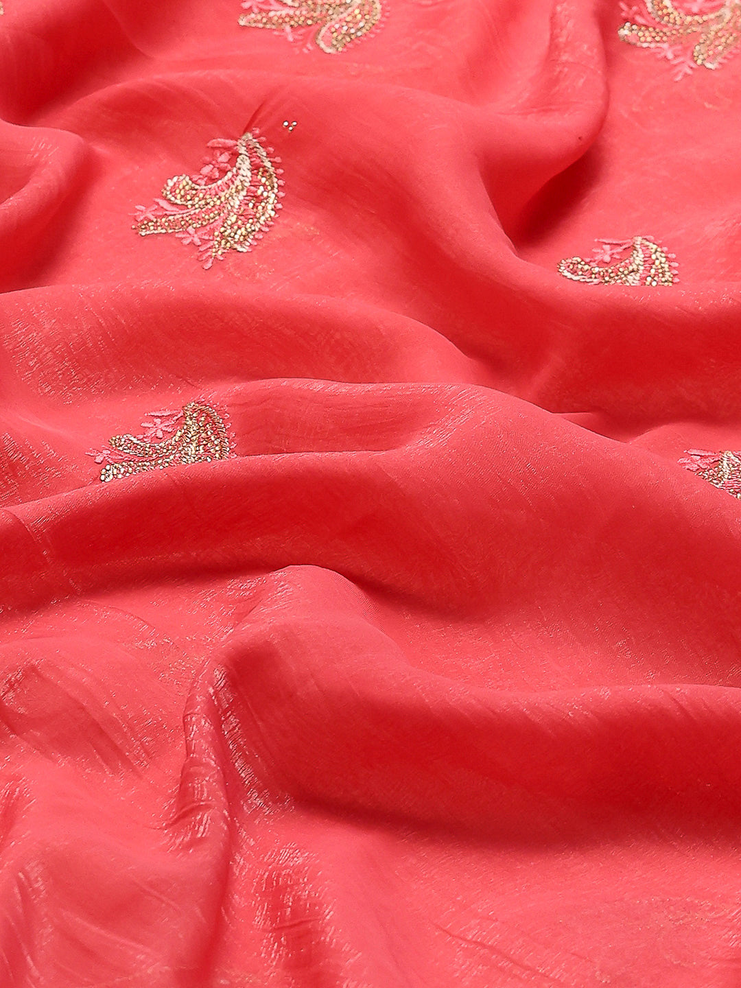 Thread Embroidered Chiffon Saree