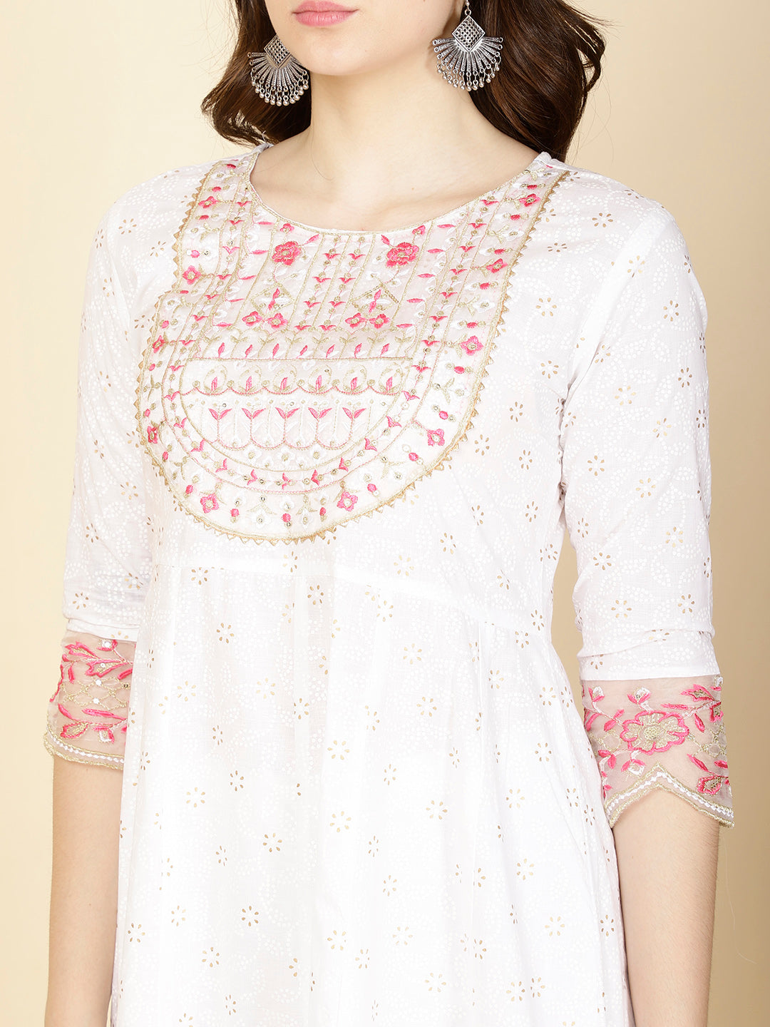Booti Printed Cotton Kurta With Pants &amp; Dupatta