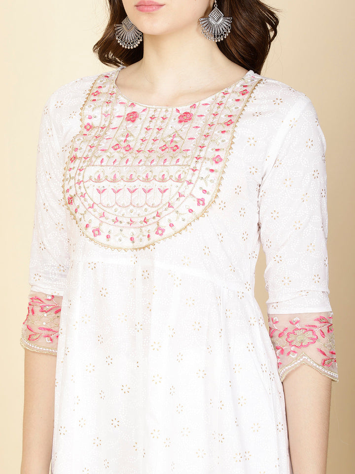 Booti Printed Cotton Kurta With Pants &amp; Dupatta