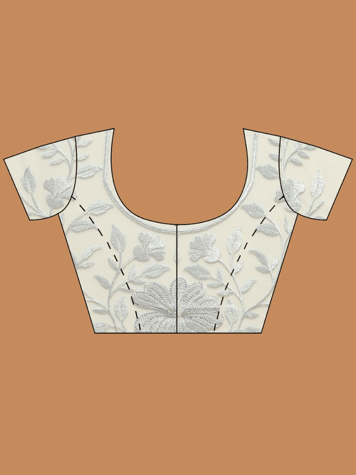 Sequence Embroidery Net Saree