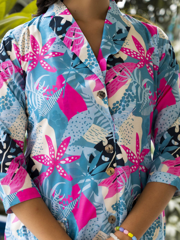 Floral Printed Muslln Kurti With Pants