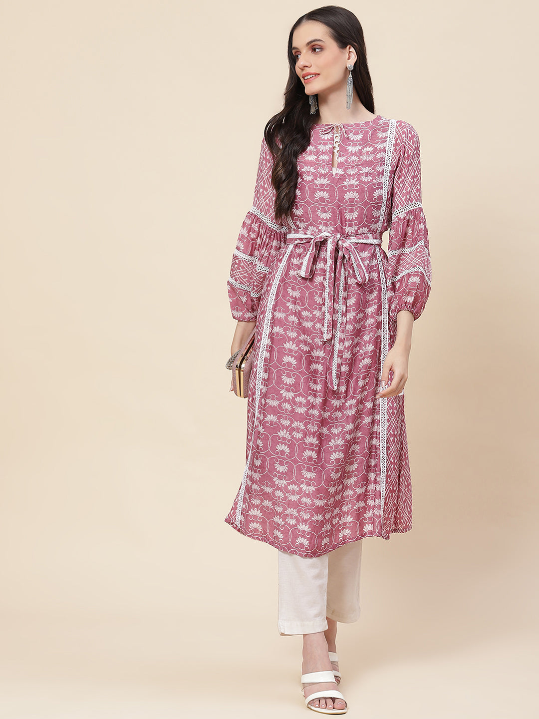 Floral Printed Muslin Kurta
