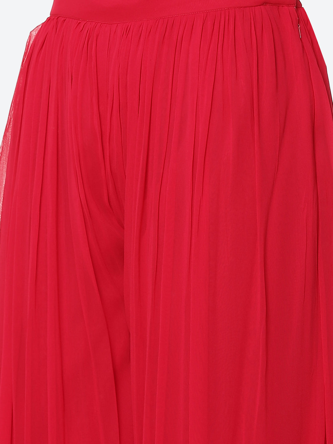 Zari Booti Georgette Kurta With Palazzo &amp; Net Dupatta