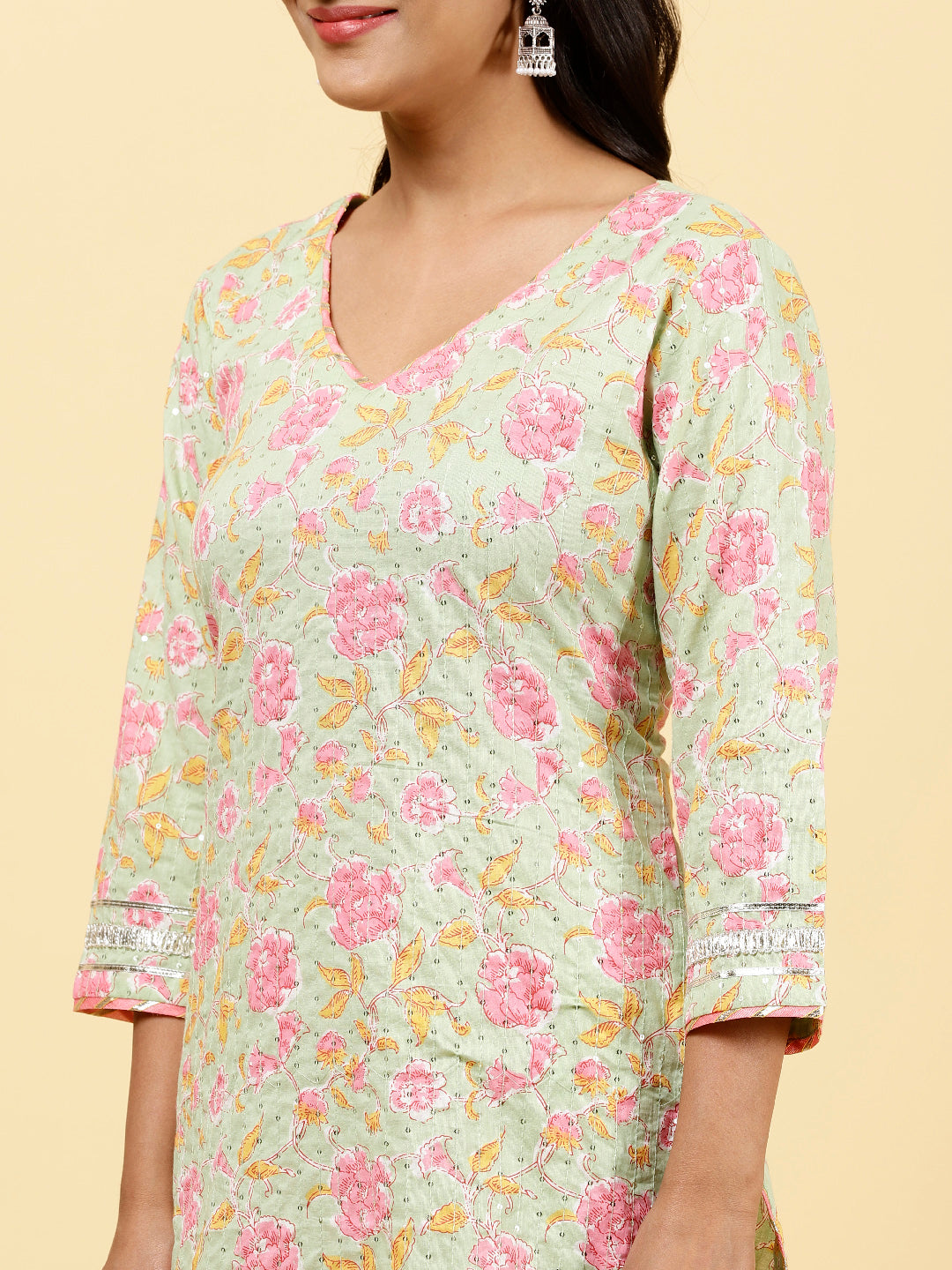 Printed Cotton Kurta With Garara