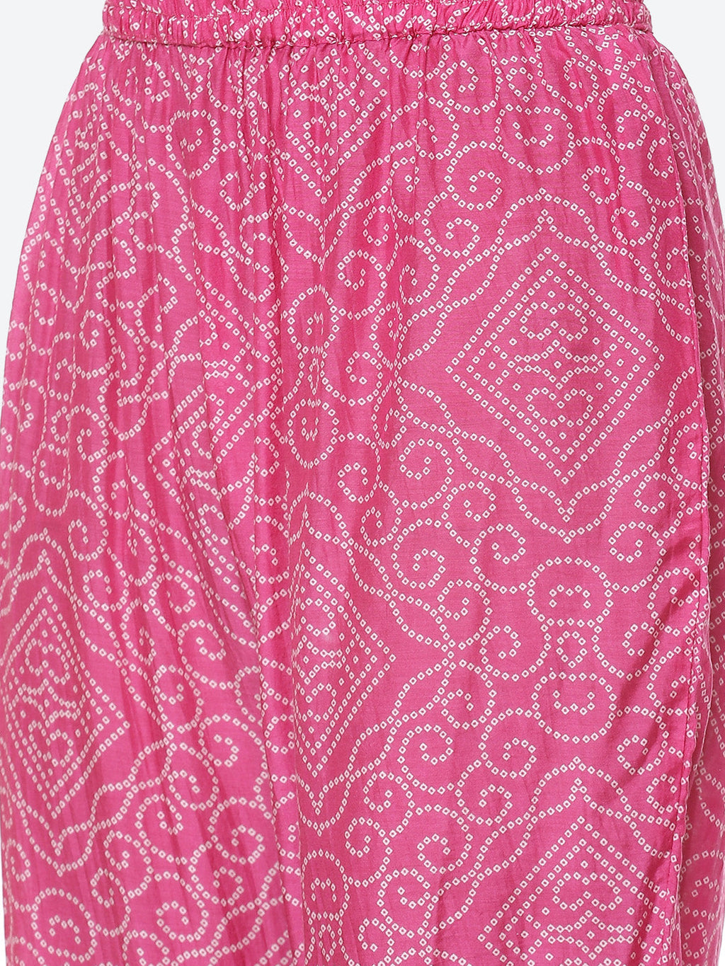 Printed Gota Neck Cotton Kurta With Pant & Dupatta