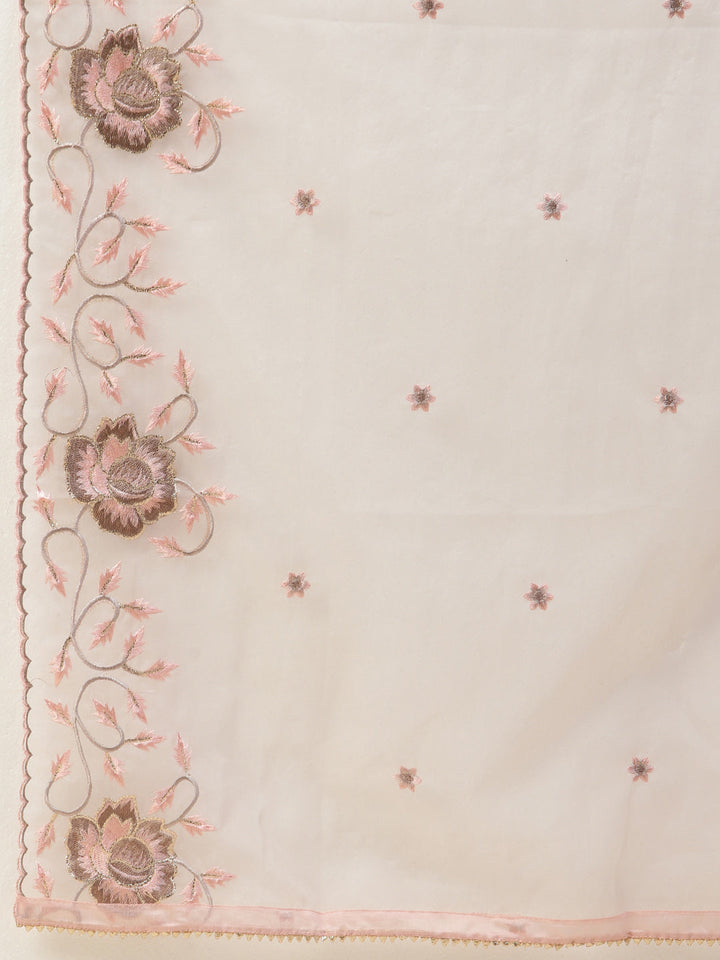 Embroidered Chanderi Unstitched Suit Piece With Dupatta