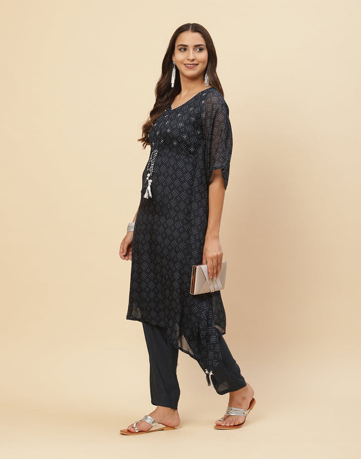 Printed Organza Kaftan Kurti With Pant