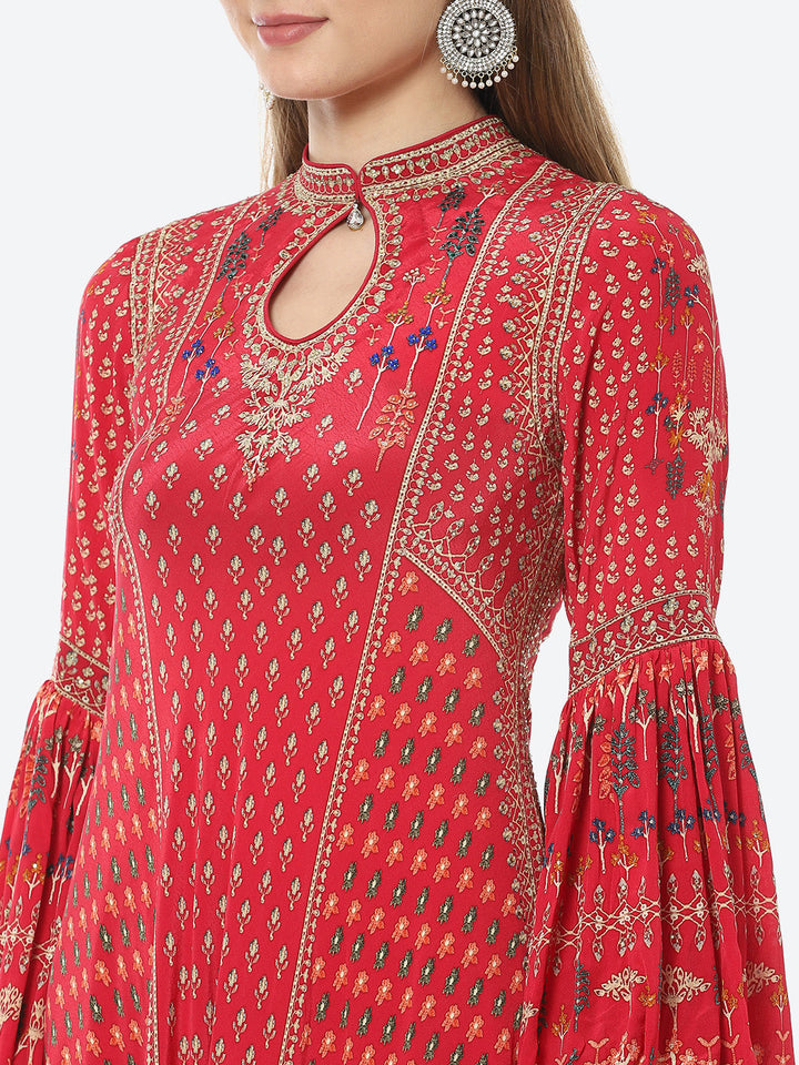 Digital Printed Crepe A-Line Gown Dress