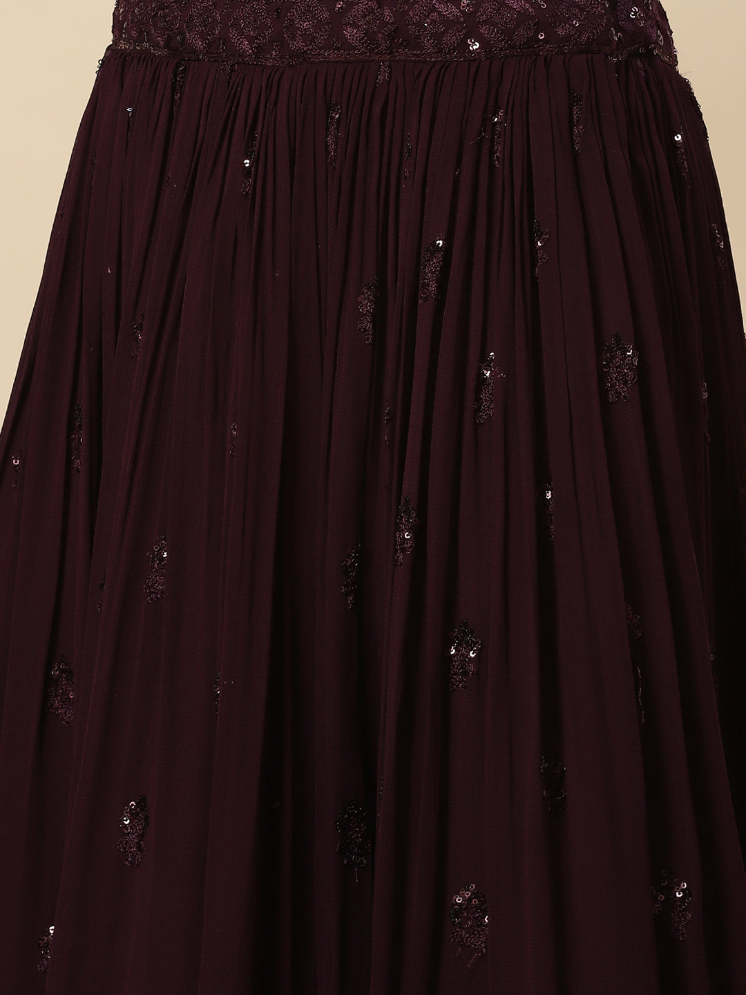 Sequin Embroidered Georgette Choli With Lehenga &amp; Net Dupatta