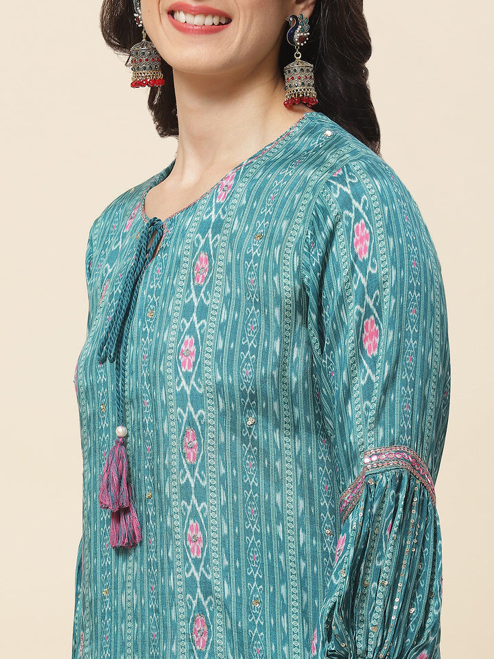 Printed Muslin Kurti With Pants