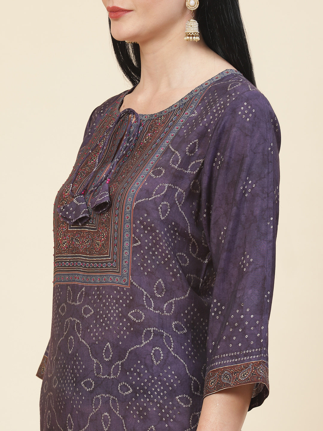Bandhani Printed Crepe Kurta