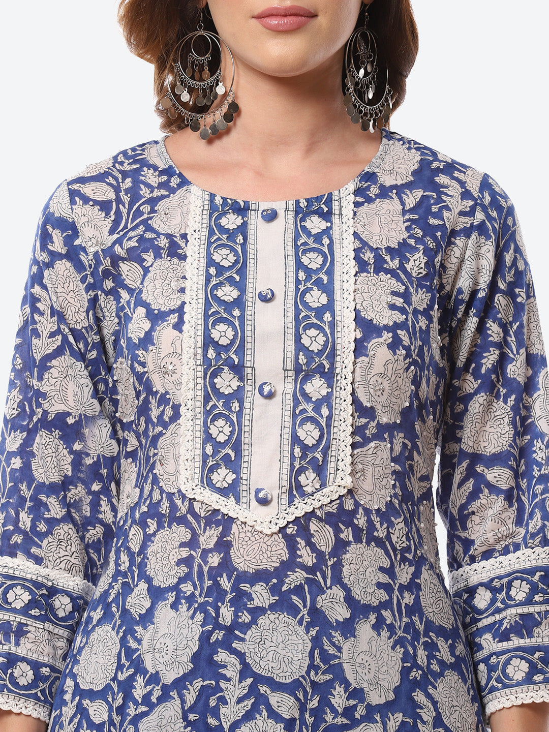 Floral Printed Cotton Kurta With Pants