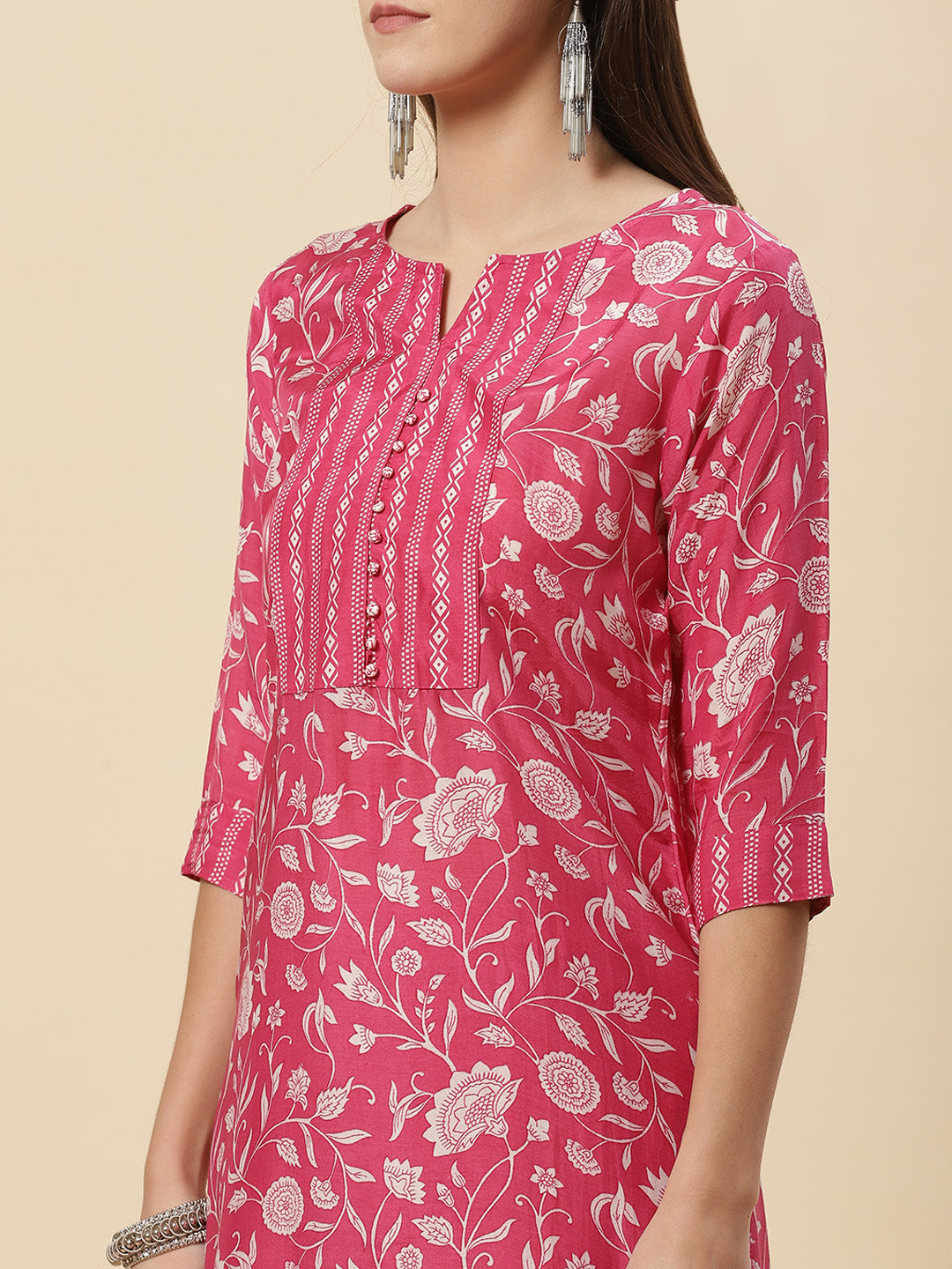 Floral Printed Muslin Kurta With Pants