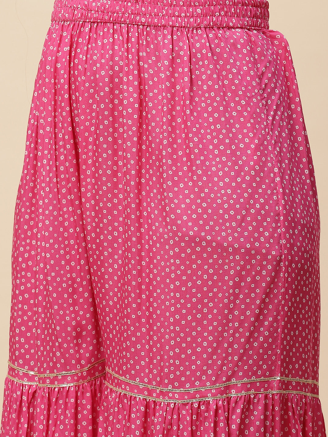 Bandhani Printed Muslin Kurta With Sharara With Dupatta