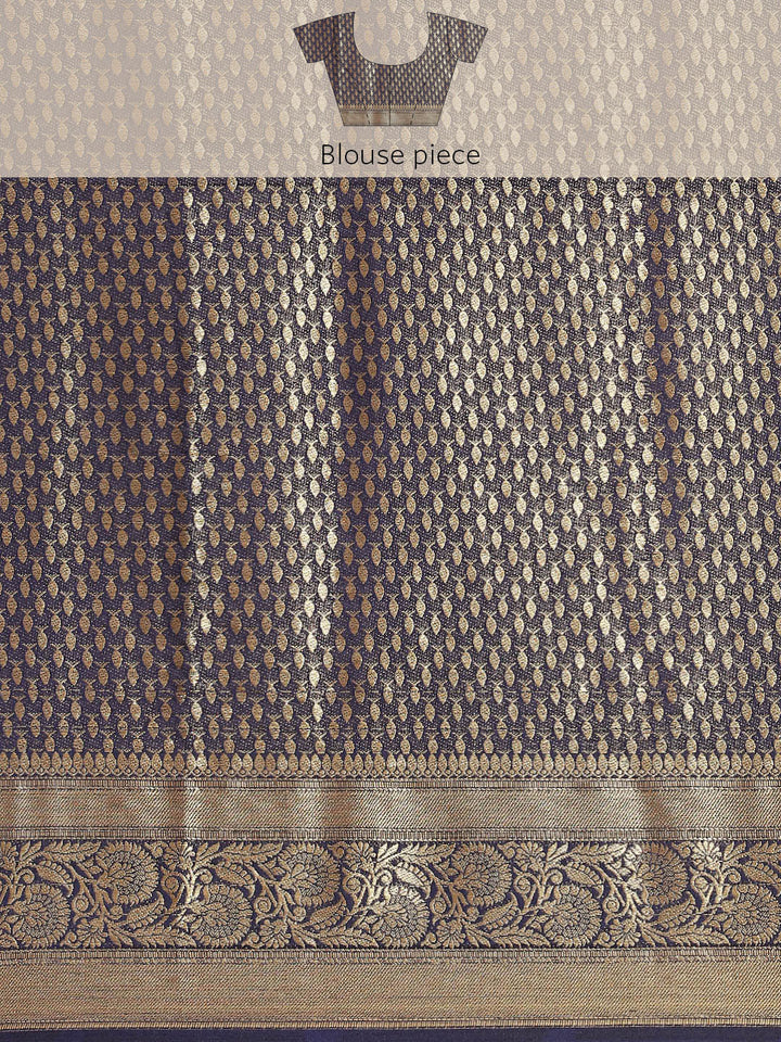 Brocade Zari Booti Art Handloom Woven Saree