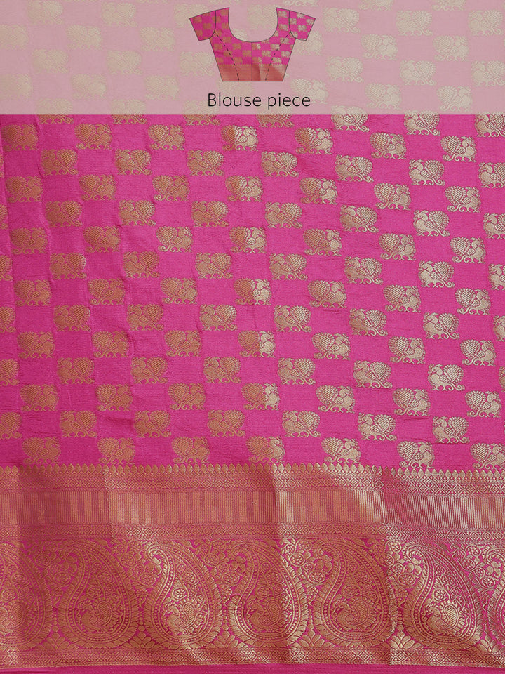 Brocade Zari Booti Art Handloom Woven Saree