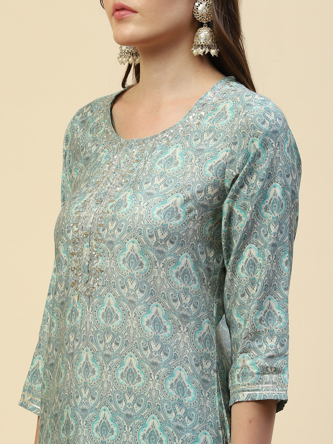Gota Embroidered Muslin Kurta With Pants