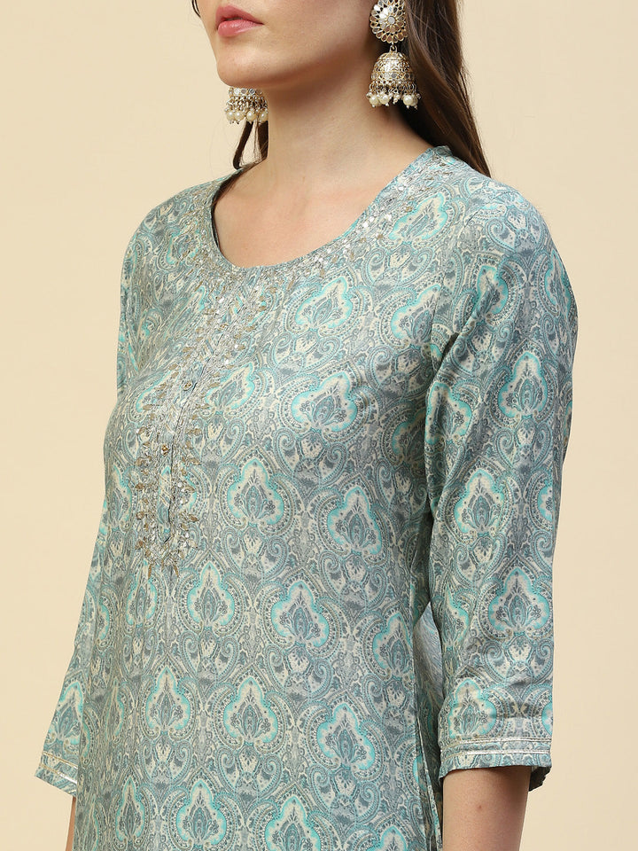 Gota Embroidered Muslin Kurta With Pants