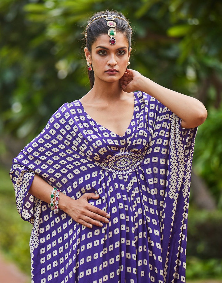 Digital Printed Crepe Kaftan Dress