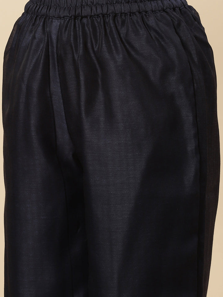Printed Chanderi Kurta With Pants &amp; Dupatta