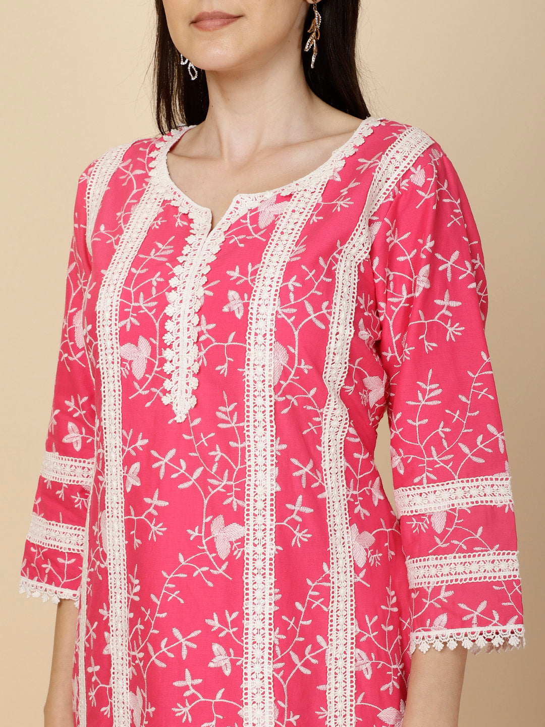 Printed & Embroidery Cotton Suit Set With Dupatta