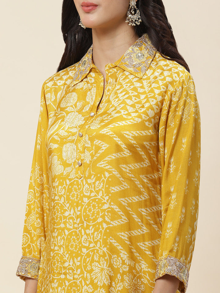 Printed Muslin Kurta With Pants