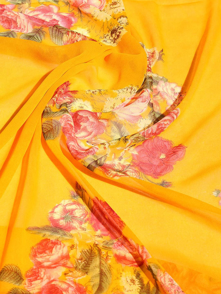 Floral Printed Georgette Saree
