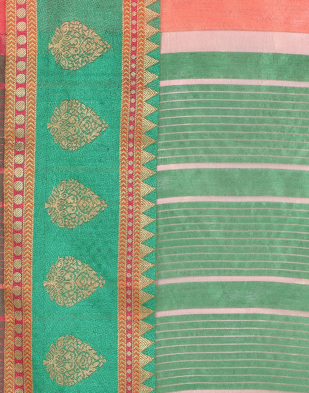 MBZ Meena Bazaar-Peach Art Handloom Saree