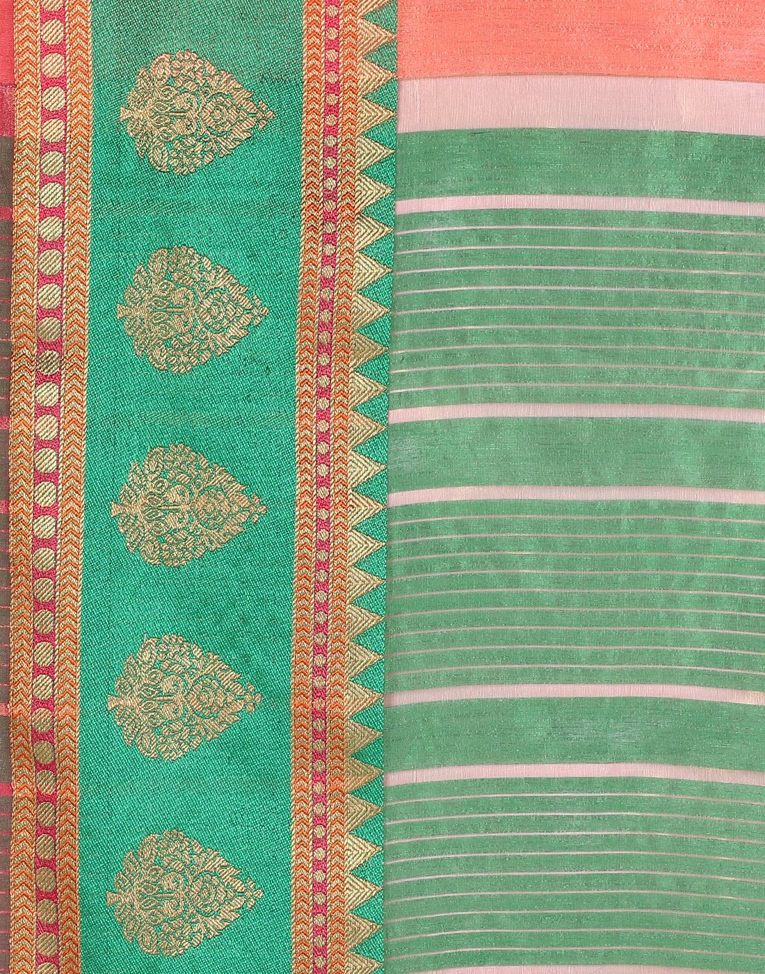 MBZ Meena Bazaar-Peach Art Handloom Saree