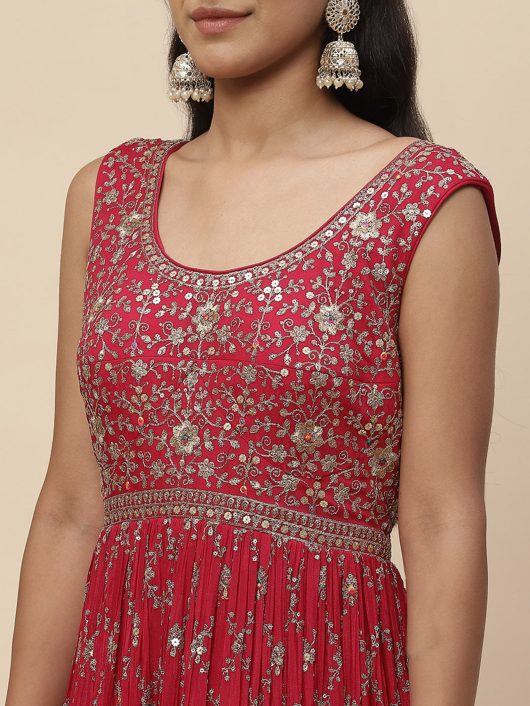 Zari Jaal Crepe Anarkali Kurta With Dupatta