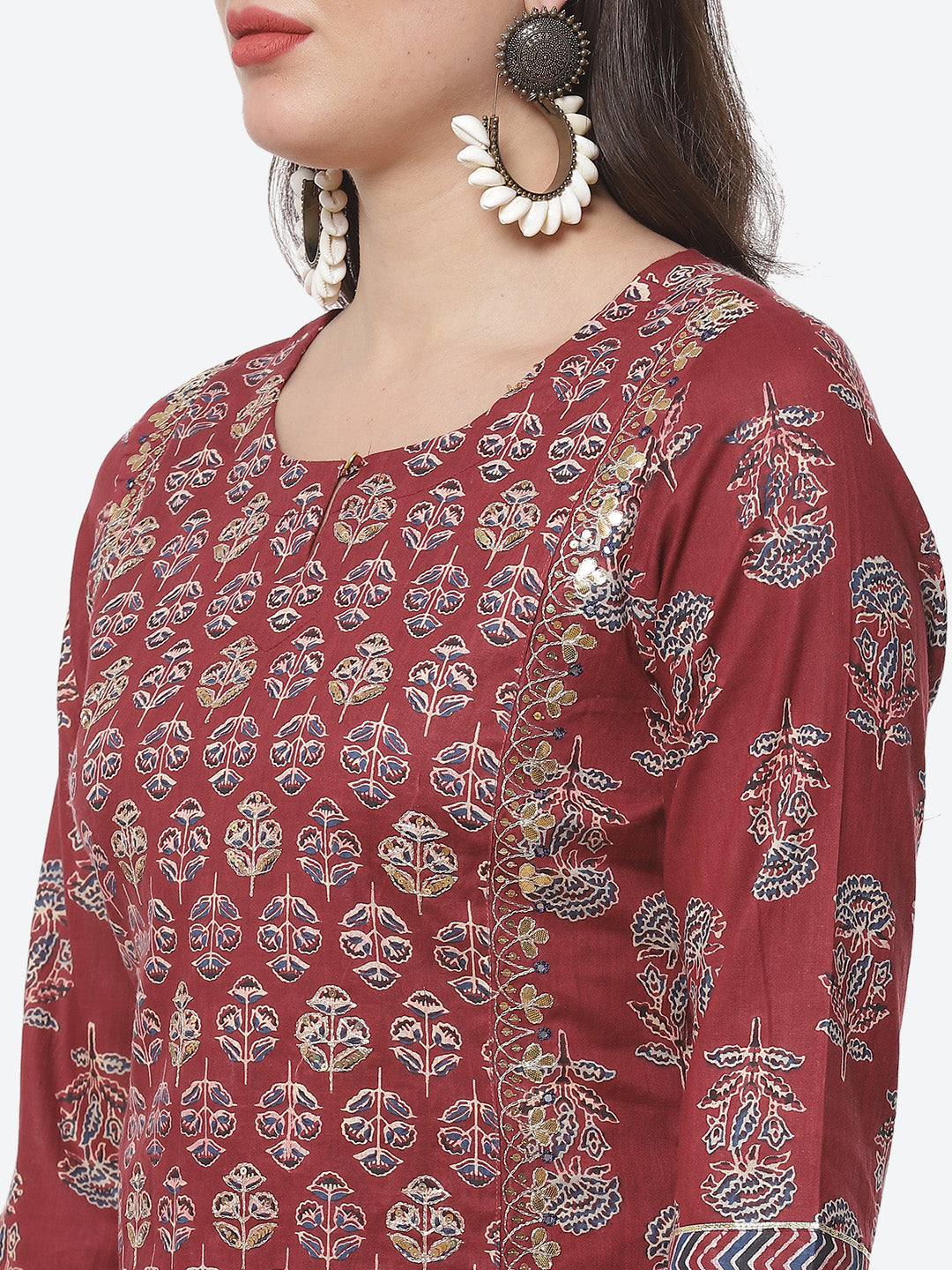 Booti Sequence Cotton Kurti With Afghani Pant