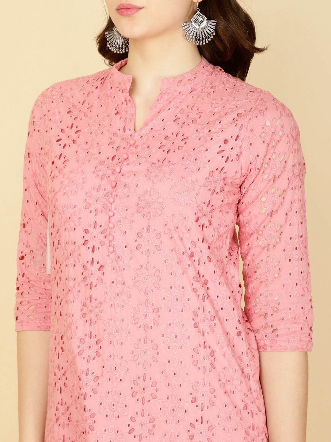 Schiffli Embroidery Cotton kurta With Pants