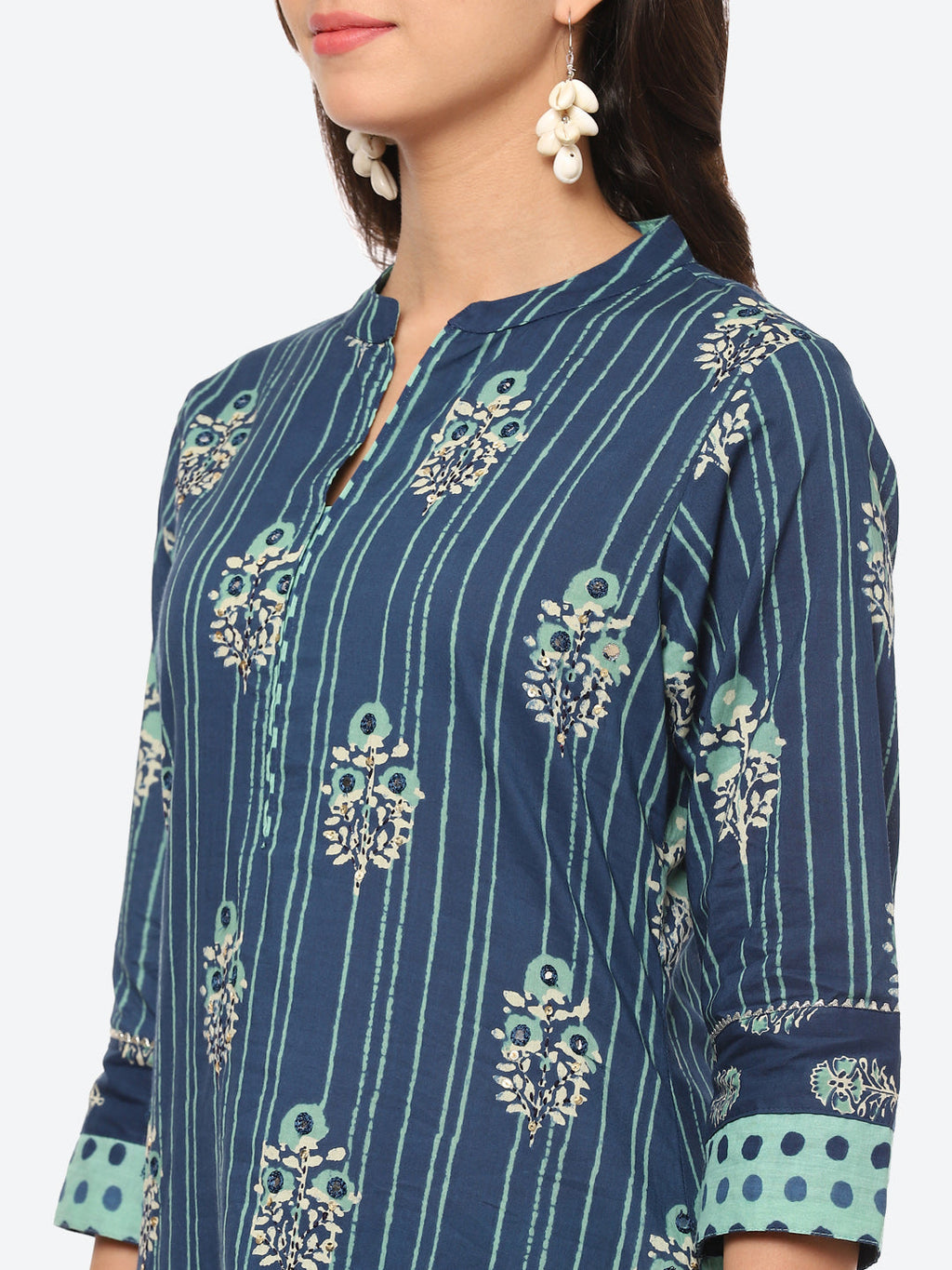 Floral Printed Cotton Kurta With Afgani Pant