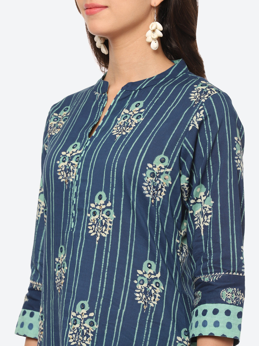 Floral Printed Cotton Kurta With Afgani Pant